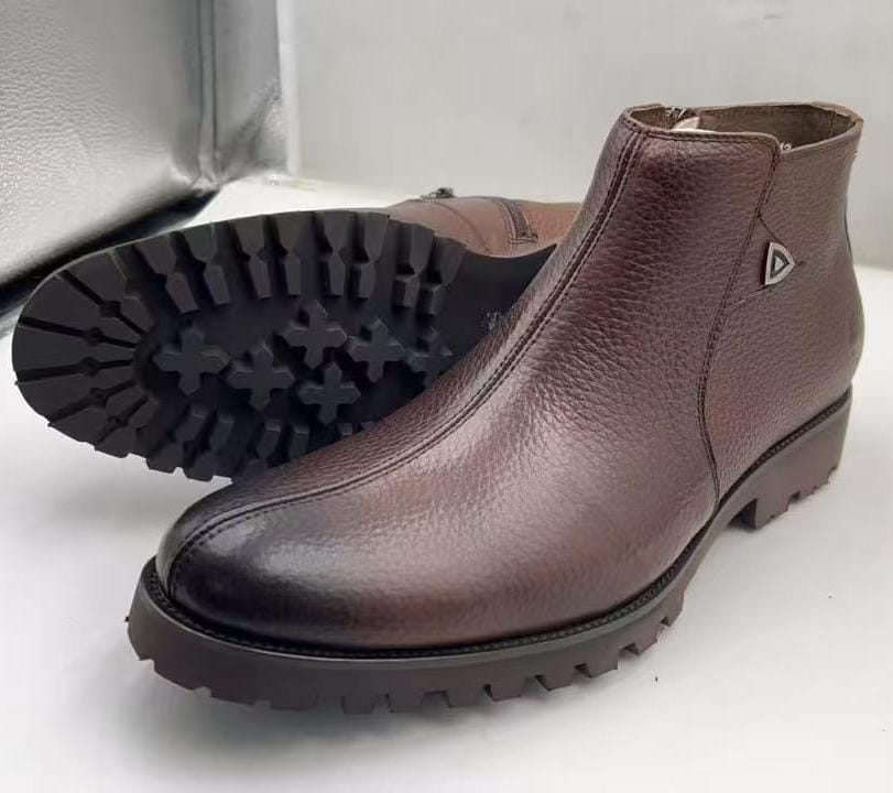 Men's Premium Brown Leather Zip-Up Ankle Boots